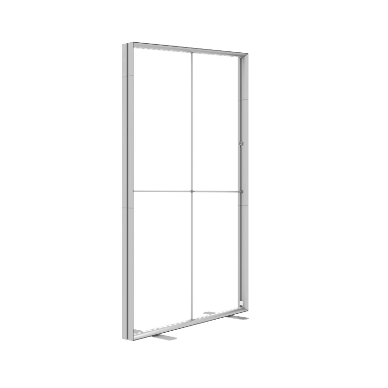 The 20ft StraightLine AFE Kit by Affordable Exhibit Displays is a large, rectangular SEG display backdrop with a slim metal frame and minimalist design, shown upright against a white background for a sleek, transparent look.