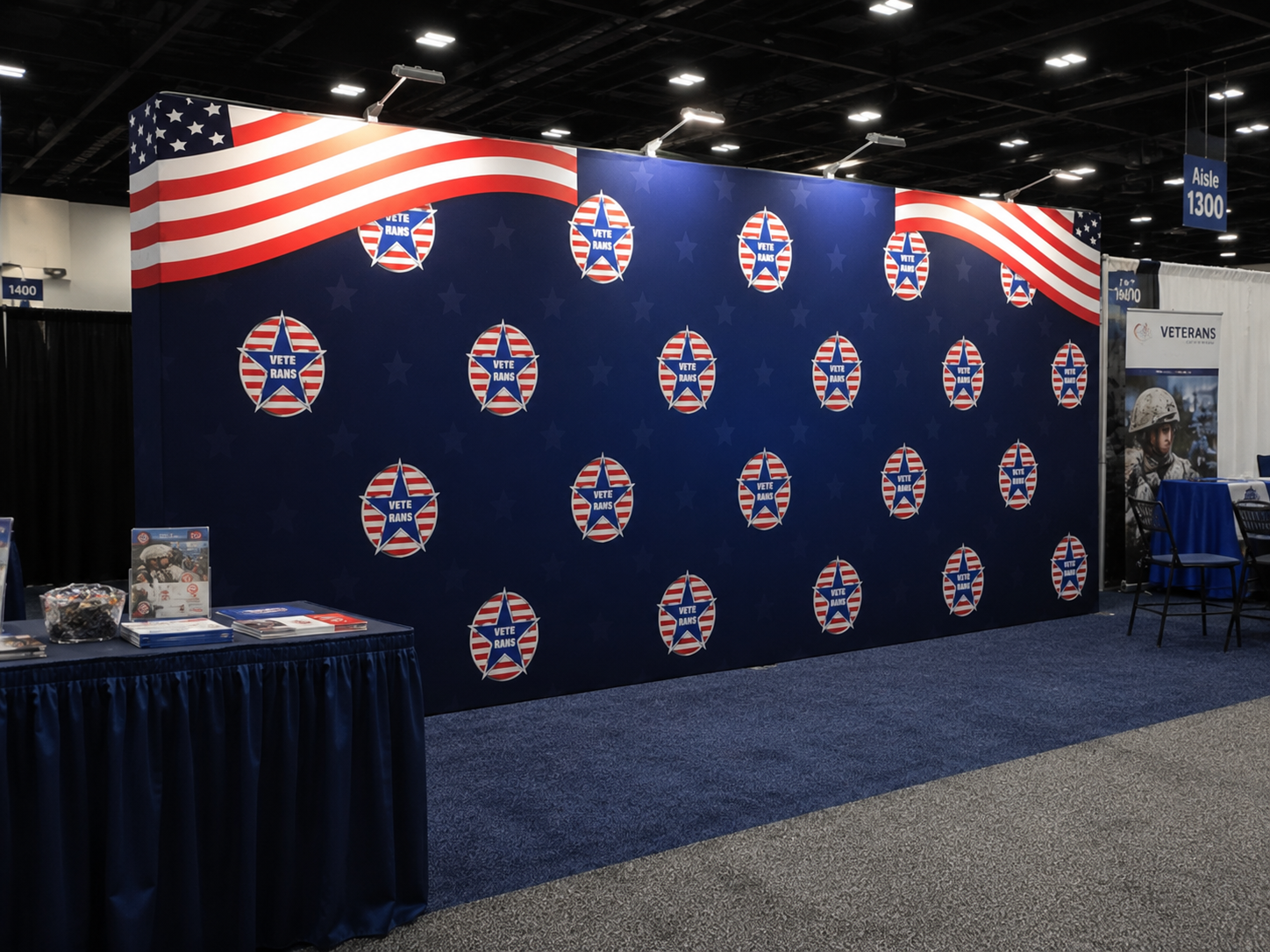 Star Fabric Popup Display 20Ft Straight w/ Oxford Carry Bags