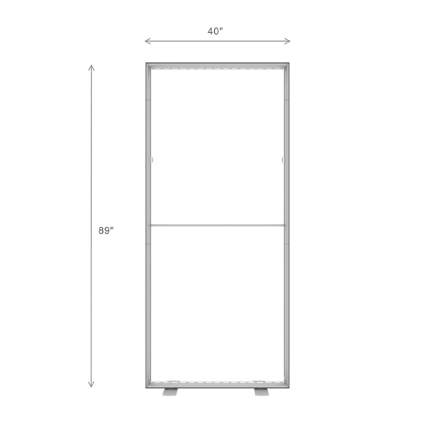 The 20ft BrightLine W2DD Kit by Affordable Exhibit Displays is a rectangular light box display, viewed from the front with small support feet, perfect for showcasing vibrant backlit graphics.