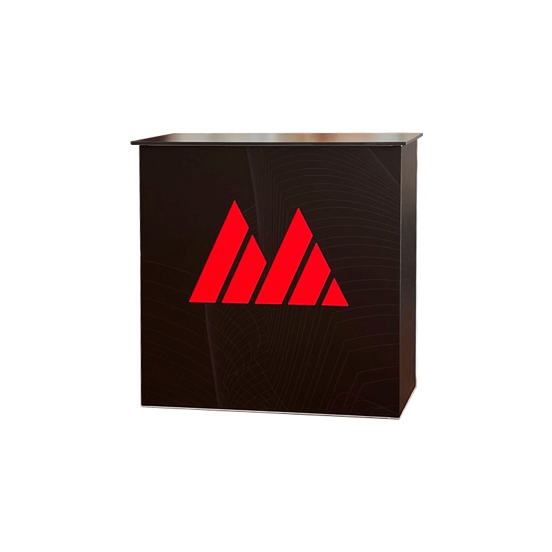 Embrace backlit illuminating counter and podium for trade show and events