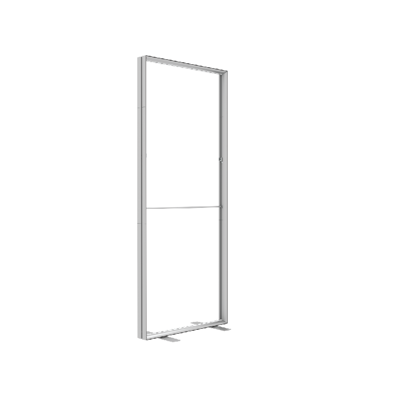 The 20ft StraightLine JNNJ Kit by Affordable Exhibit Displays features a freestanding, rectangular metal frame with flat support feet, ideal for SEG graphics on recycled fabric and a white background.