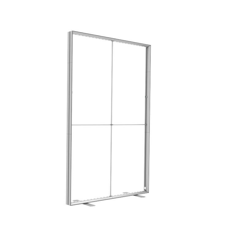 The 20ft StraightLine MKKM Kit by Affordable Exhibit Displays is a white, rectangular SEG display made from recycled fabric, shown against a white background.