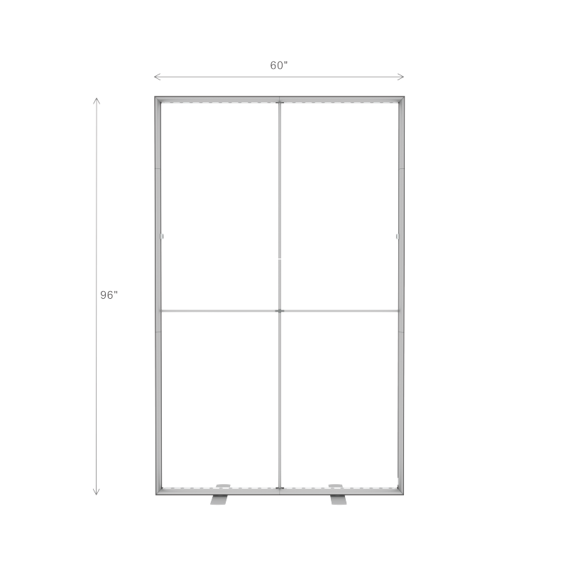 The 20ft StraightLine MKKM Kit by Affordable Exhibit Displays features an upright, SEG-style rectangular glass panel, measuring 60
