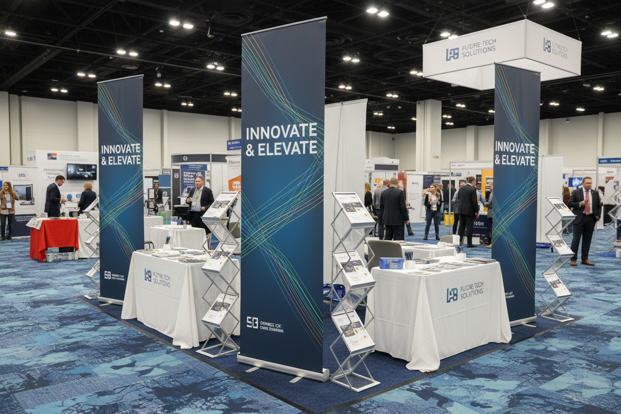 banner stands set up at trade show