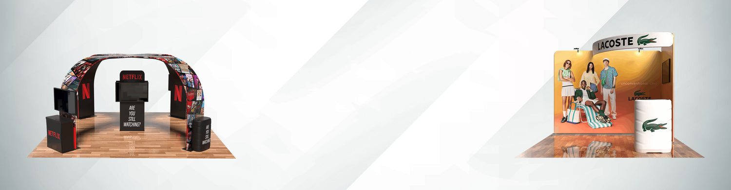 20ft and 10ft trade show booth displays of all styles by Affordable Exhibit Displays