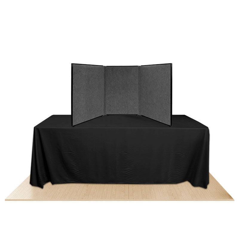 Promoter backlit table top display with gray color on white background.