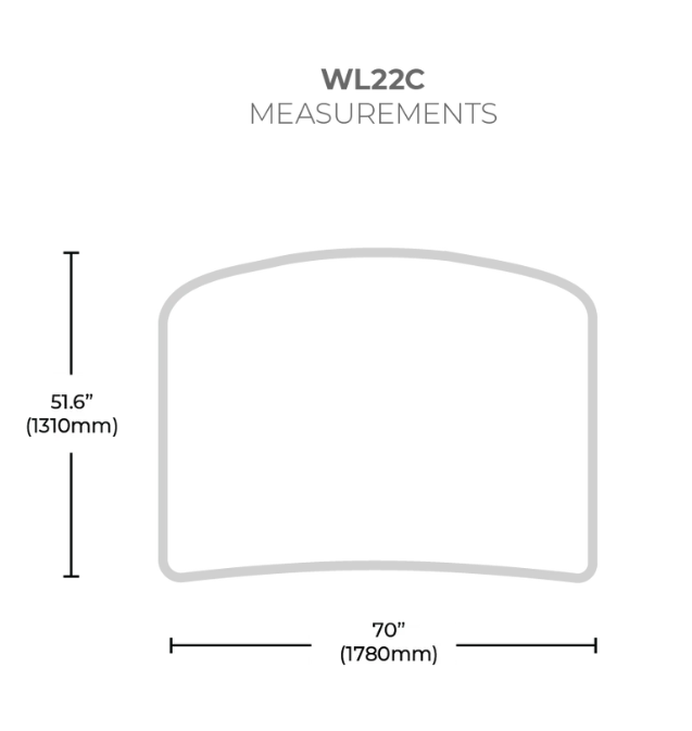 dimensions of the 6ft tension fabric curved display.