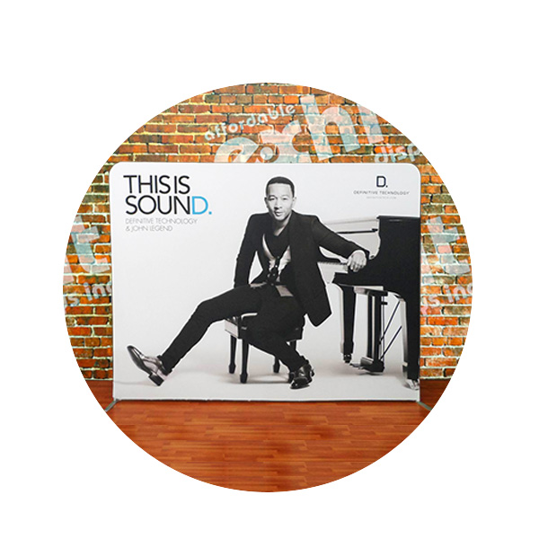 John Legend and Polk Audio tension fabric display by Affordable Displays