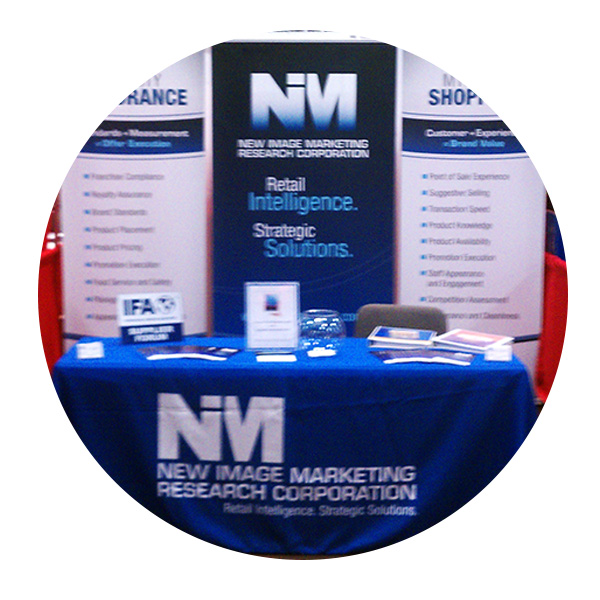 New Image Marketing Research Corporation banner stands by Affordable Displays