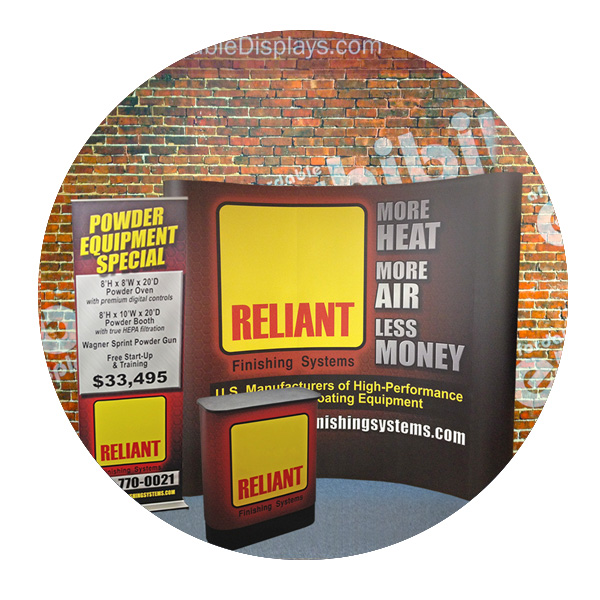 Reliant Finishing pop up display by Affordable Displays