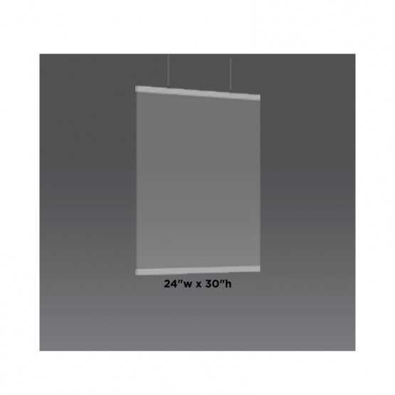 24”w x 30”h Ceiling Mounted Sneeze Guard (Unprinted)