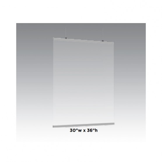30”w x 36”h Ceiling Mounted Sneeze Guard