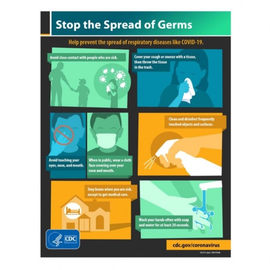 Stop The Spread Of Germs 8" x 10" Metal Desk Sign