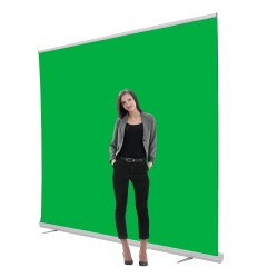 Jumbo 96" wide Retracting Green Screen Banner Stand