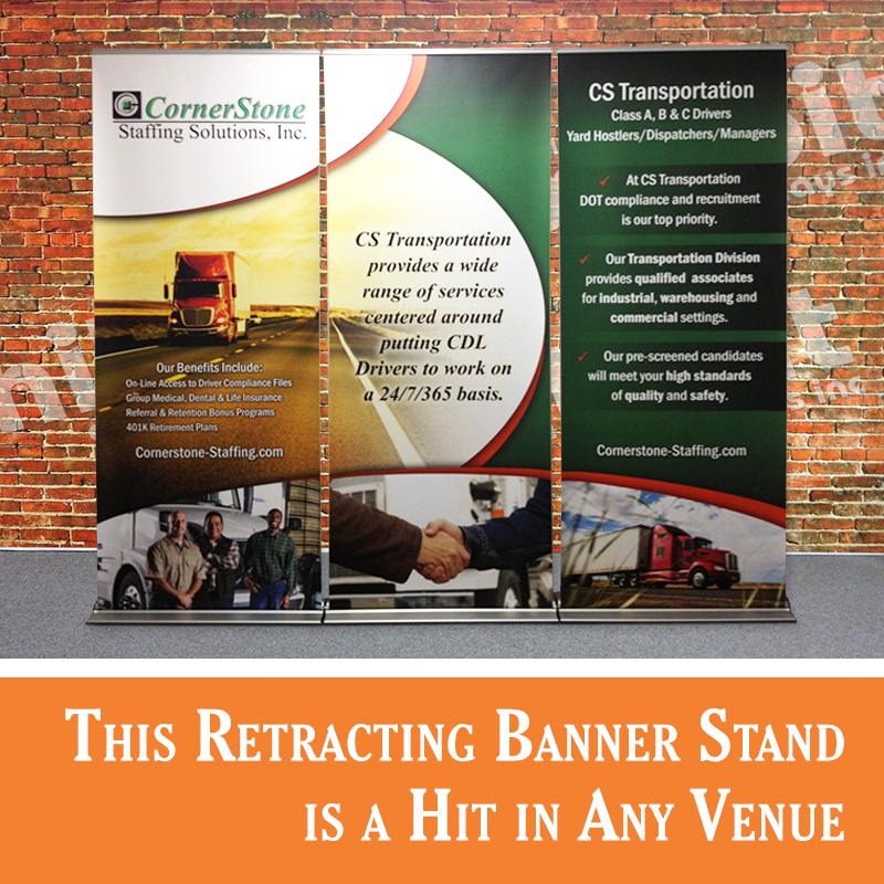 Retractable banner stands for trade shows by Affordable Exhibit Displays