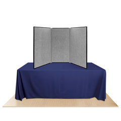 Promoter backlit table top display with solid gray color on white background. 
