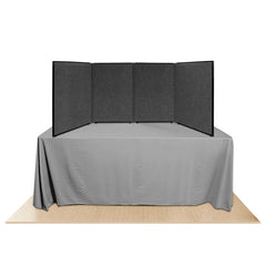 Promoter backlit table top display with solid gray color on white background. 