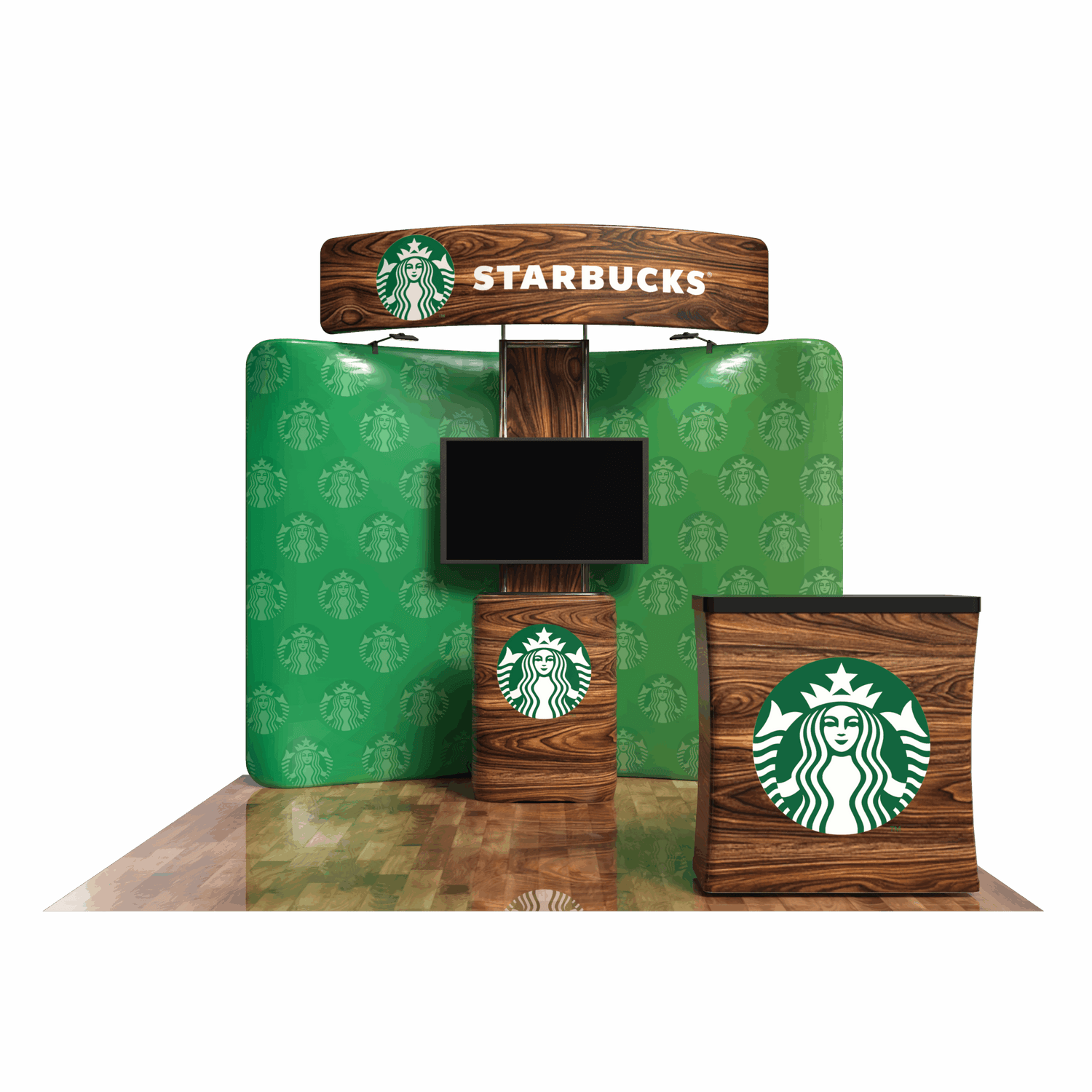 waveline trade show display 10ft that is for Starbucks.