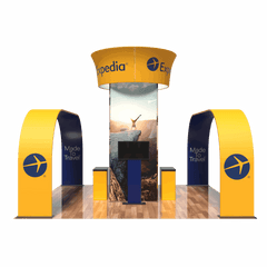 trade show display for Expedia on a transparent background