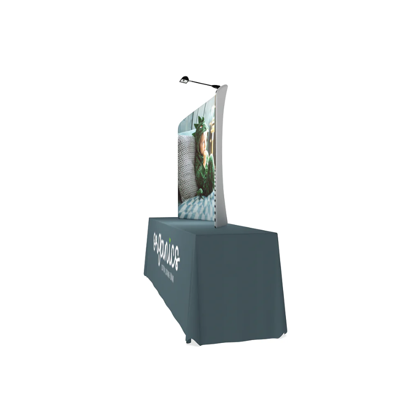 The right side angle of the 6ft tension fabric table top display. 