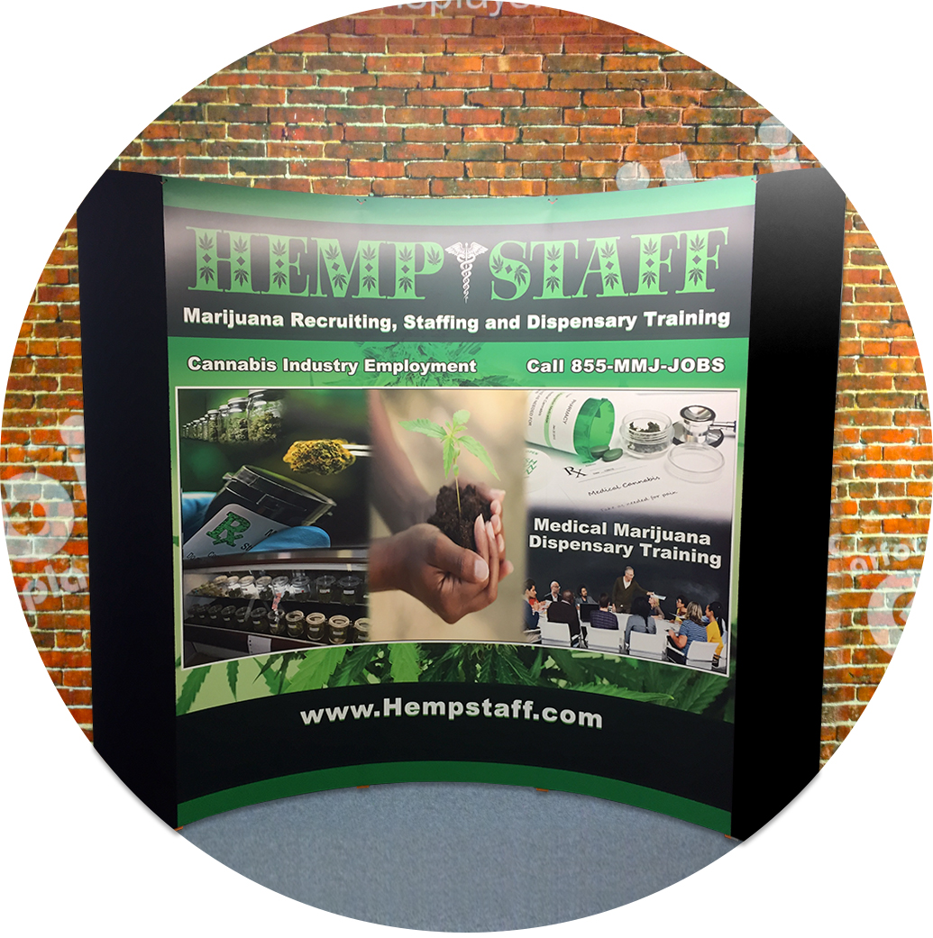 Hemp Staff cannabis 8ft pop up display for trade shows