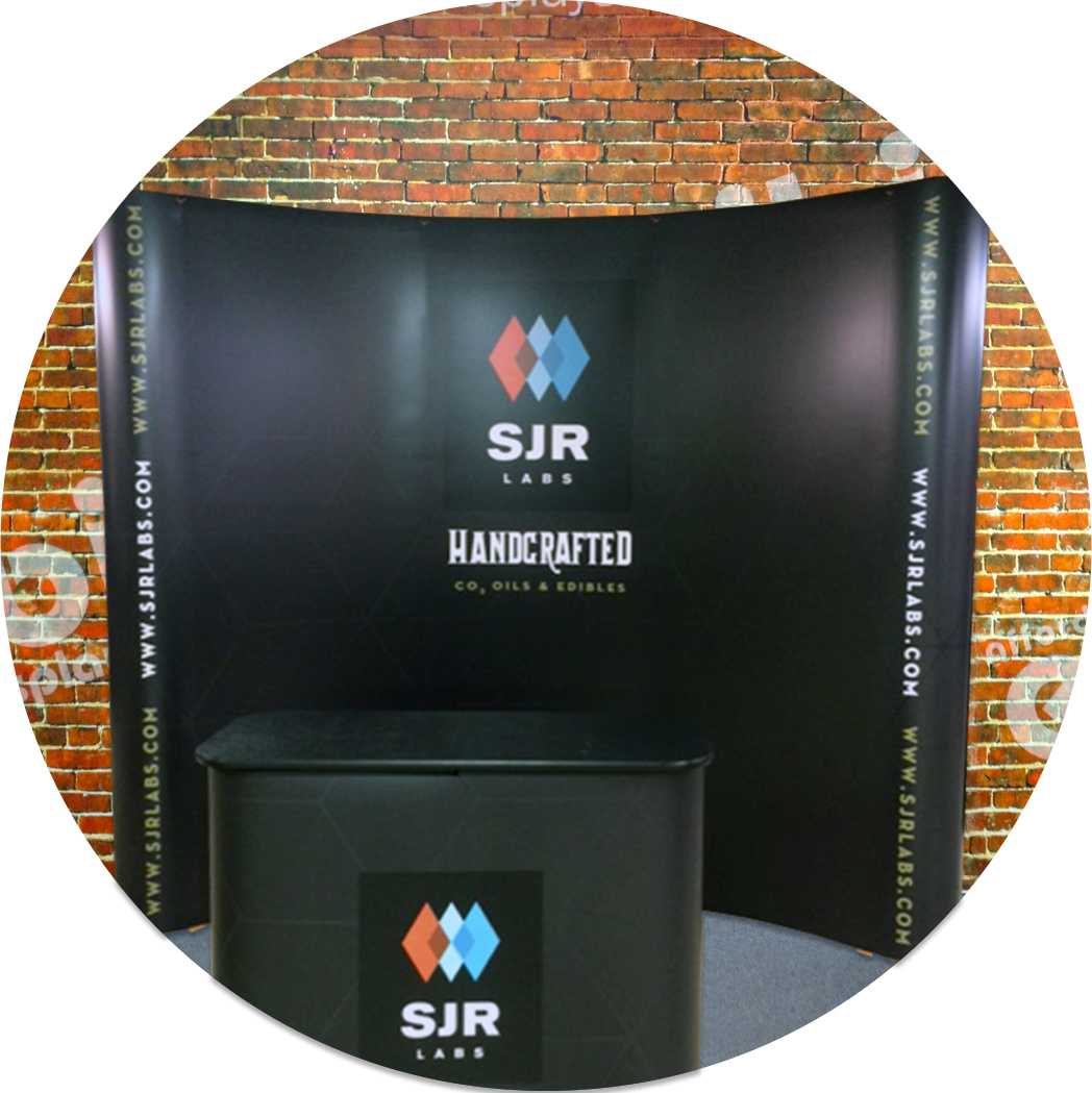 SJR Labs cannabis pop up display for trade shows